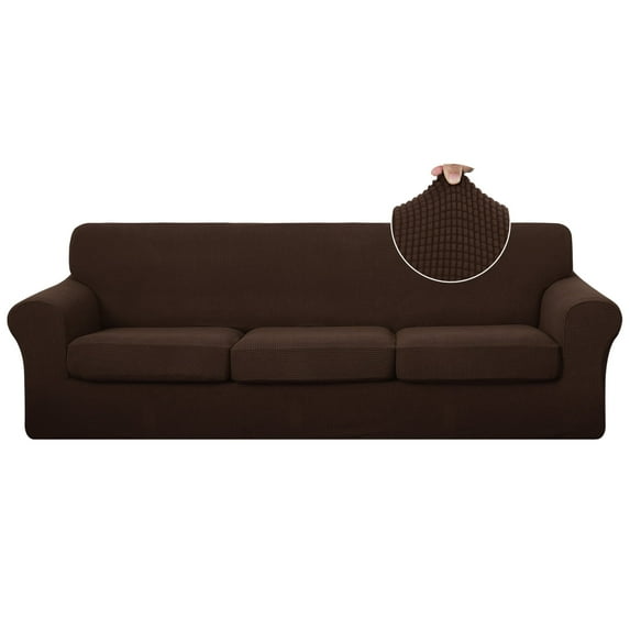 U-NICE HOME 4 Pieces Oversized Stretch Couch Cover Sofa Cover Washable Sofa Slipcover With Individual Seat Cushion for 3 Cushion Couch Sofa Pet Friendly, Chocolate