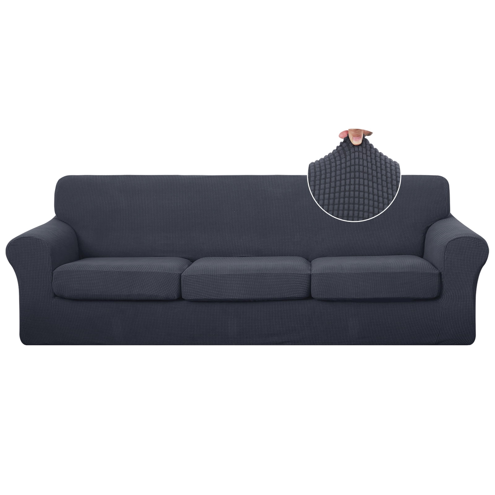 U-NICE HOME 4 Pieces Oversized Stretch Couch Cover Sofa Cover Washable Sofa Slipcover With Individual Seat Cushion for 3 Cushion Couch Sofa Pet Friendly, Dark Grey