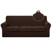 U-NICE HOME 4-Piece Stretch Sofa Cover for 3-Cushion Couch Pet-Friendly, Chocolate