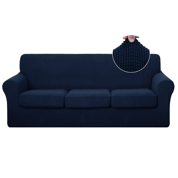 U-NICE HOME 4 Pieces Stretch Couch Cover Sofa Cover Washable Sofa Slipcover With Individual Seat Cushion for 3 Cushion Couch Sofa Pet Friendly, Navy