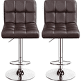 thumbnail image 1 of Alden Design 2 Pieces Adjustable Armless Faux Leather Bar Stools, Swivel Brown, 1 of 10