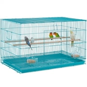 SMILE MART 30" Bird Cage with Slide-Out Tray and Wood Perches, Teal Blue