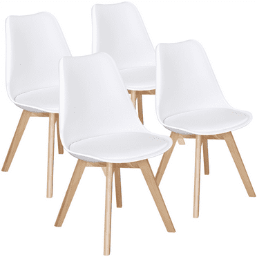 Alden Design Set of 4 Modern Upholstered Dining Chairs for Home, White