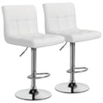 thumbnail image 1 of SMILE MART Adjustable Armless Modern Faux Leather Swivel Bar Stools, Set of 2, White, 1 of 7