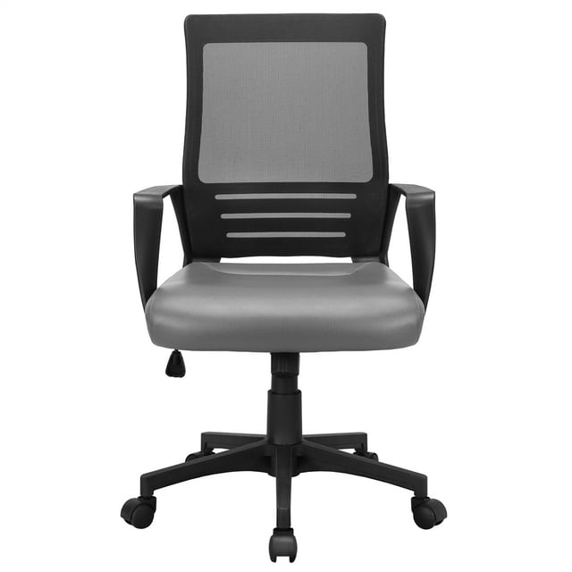 SMILE MART Adjustable Midback Ergonomic Mesh Swivel Office Chair with Lumbar Support, Gray Seat