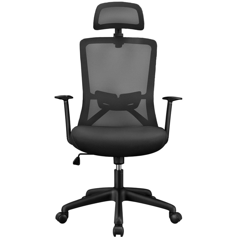BNEHS Office Chair Ergonomic,Branch Mesh Chair for Heavy People with Slide  Seat, Executive Desk Chair for Back Pain with Adjustable Headrest,Black