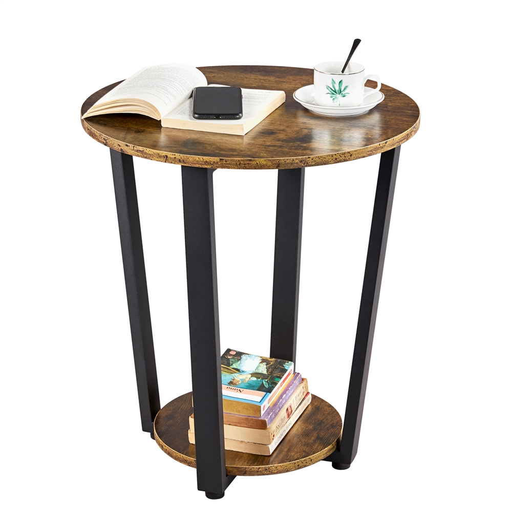 Alaterre Brookline Industrial Round Metal End Table, Gray/Black ...