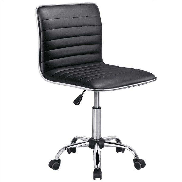 Black leather armless office cheap chair