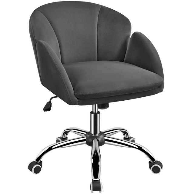 SMILE MART Modern Velvet Rolling Desk Chair for Home Office, Dark Gray