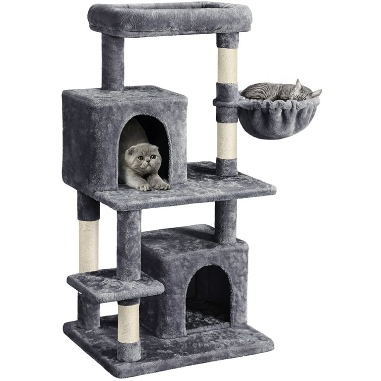 SMILE MART Multilevel Cat Tree Tower with Condos Top Perch Basket
