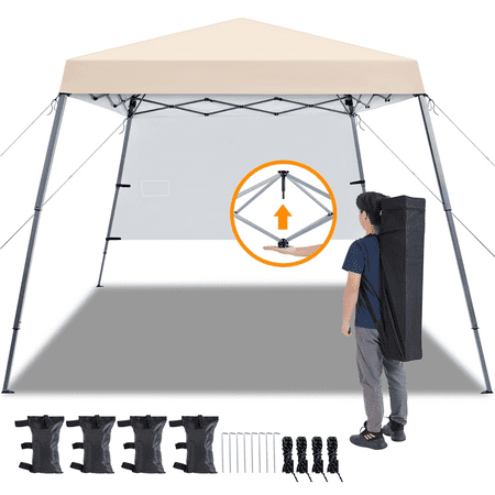 SMILE MART Pop-Up Canopy Lightweight Sun Protection Tent, Beige
