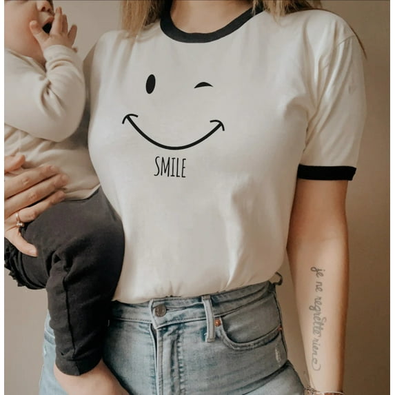 SMILE WINK Graphic Ringer Tee