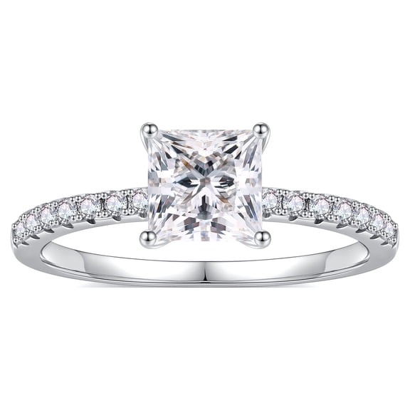 Turandoss 1.5 Carat Moissanite Princess Cut Engagement Rings for Women 925 Sterling Silver Diamond Ring Promise Rings for Women