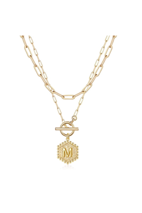 SMILEST Layered Gold Necklaces for Women 14K Gold Plated Paperclip Chain Necklace Gold Necklace Toggle Clasp Layering Necklaces for Women Gold Jewelry for Women