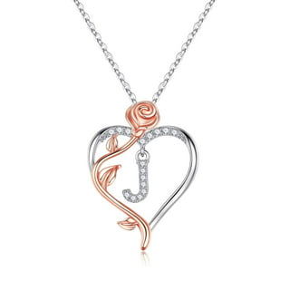LOUISA SECRET Rose Heart Pendant Necklace for Women Girls, 925 Sterling  Silver Dainty Cute Rose Necklace, Birthday Anniversary Jewelry Gift for  Women