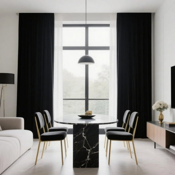 SMILETIME Back Tab Curtains, 2-Panel Set Rod Pocket & Pinch Pleat Design Light-Filtering & Thermal Insulation Ideal for Living Room, Bedroom & Office Windows