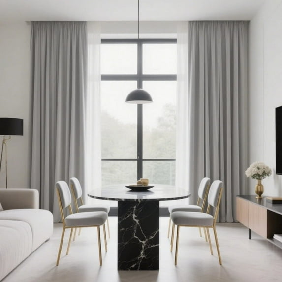 SMILETIME Back Tab Curtains, 2-Panel Set Rod Pocket & Pinch Pleat Design Light-Filtering & Thermal Insulation Ideal for Living Room, Bedroom & Office Windows