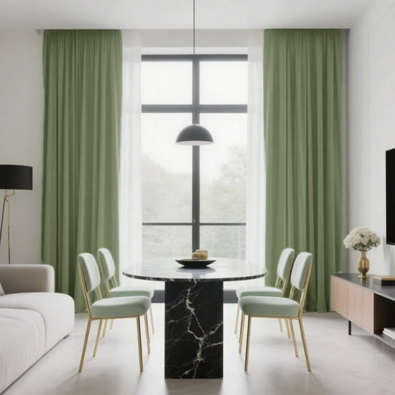 SMILETIME Back Tab Curtains, 2-Panel Set Rod Pocket & Pinch Pleat Design Light-Filtering & Thermal Insulation Ideal for Living Room, Bedroom & Office Windows