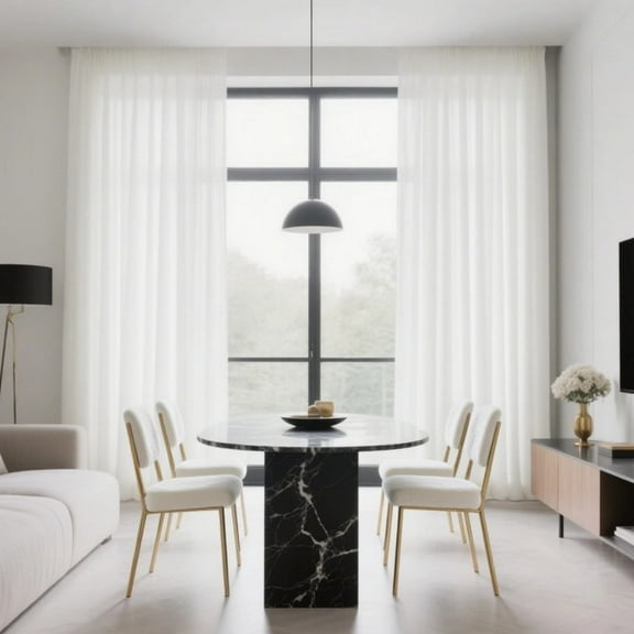 SMILETIME Back Tab Curtains, 2-Panel Set Rod Pocket & Pinch Pleat Design Light-Filtering & Thermal Insulation Ideal for Living Room, Bedroom & Office Windows