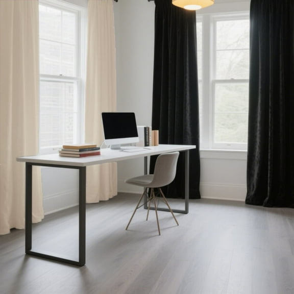 SMILETIME Black & Ivory White Back Tab Curtains, 4 Panels Set Rod Pocket & Pinch Pleat Design Light-Filtering & Thermal Insulation Ideal for Living Room, Bedroom & Office Windows