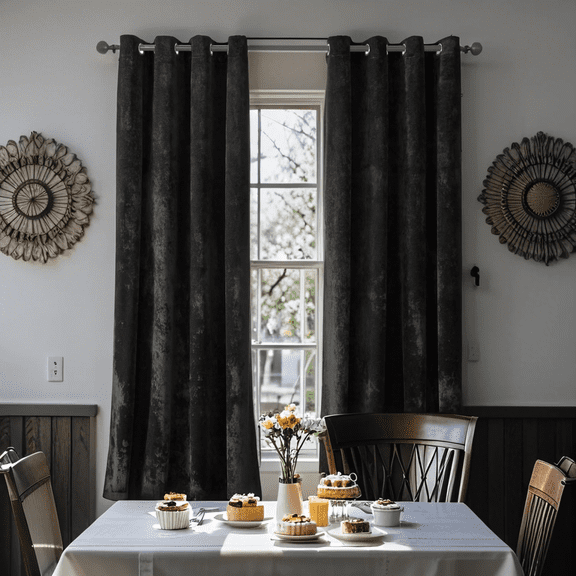 SMILETIME Crushed Velvet Curtains with Grommets Luxurious Thermal Insulated Soundproof Drapes for Dining Room Soft and Durable Light-Filtering Window Treatments, 2 Panels