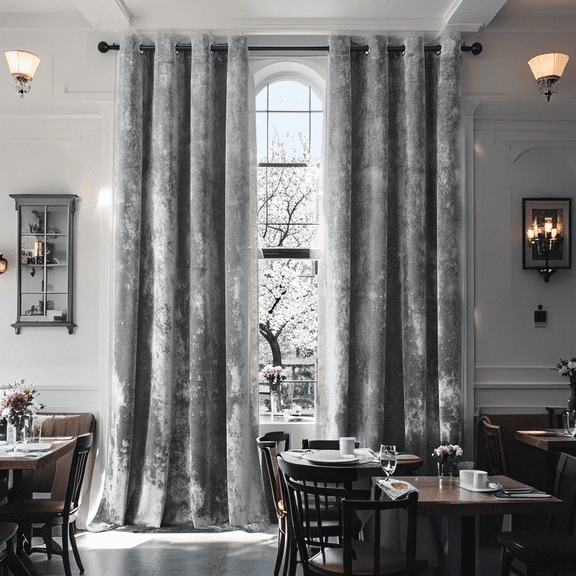SMILETIME Crushed Velvet Curtains with Grommets Luxurious Thermal Insulated Soundproof Drapes for Dining Room Soft and Durable Light-Filtering Window Treatments, 2 Panels