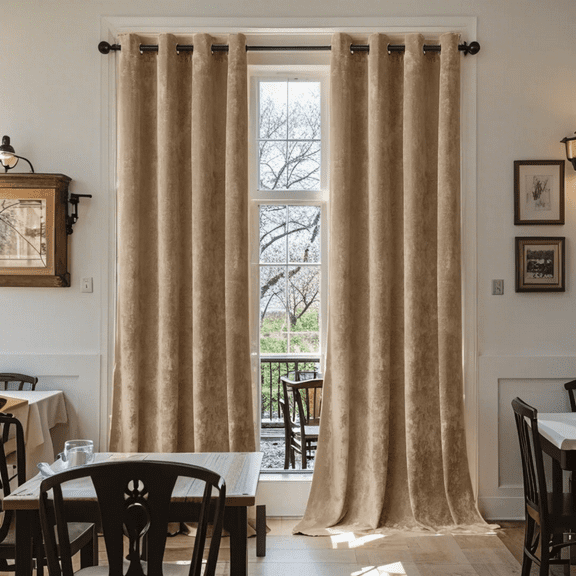 SMILETIME Crushed Velvet Curtains with Grommets Luxurious Thermal Insulated Soundproof Drapes for Dining Room Soft and Durable Light-Filtering Window Treatments, 2 Panels