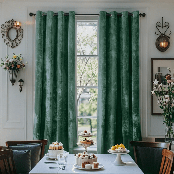 SMILETIME Crushed Velvet Curtains with Grommets Luxurious Thermal Insulated Soundproof Drapes for Dining Room Soft and Durable Light-Filtering Window Treatments, 2 Panels