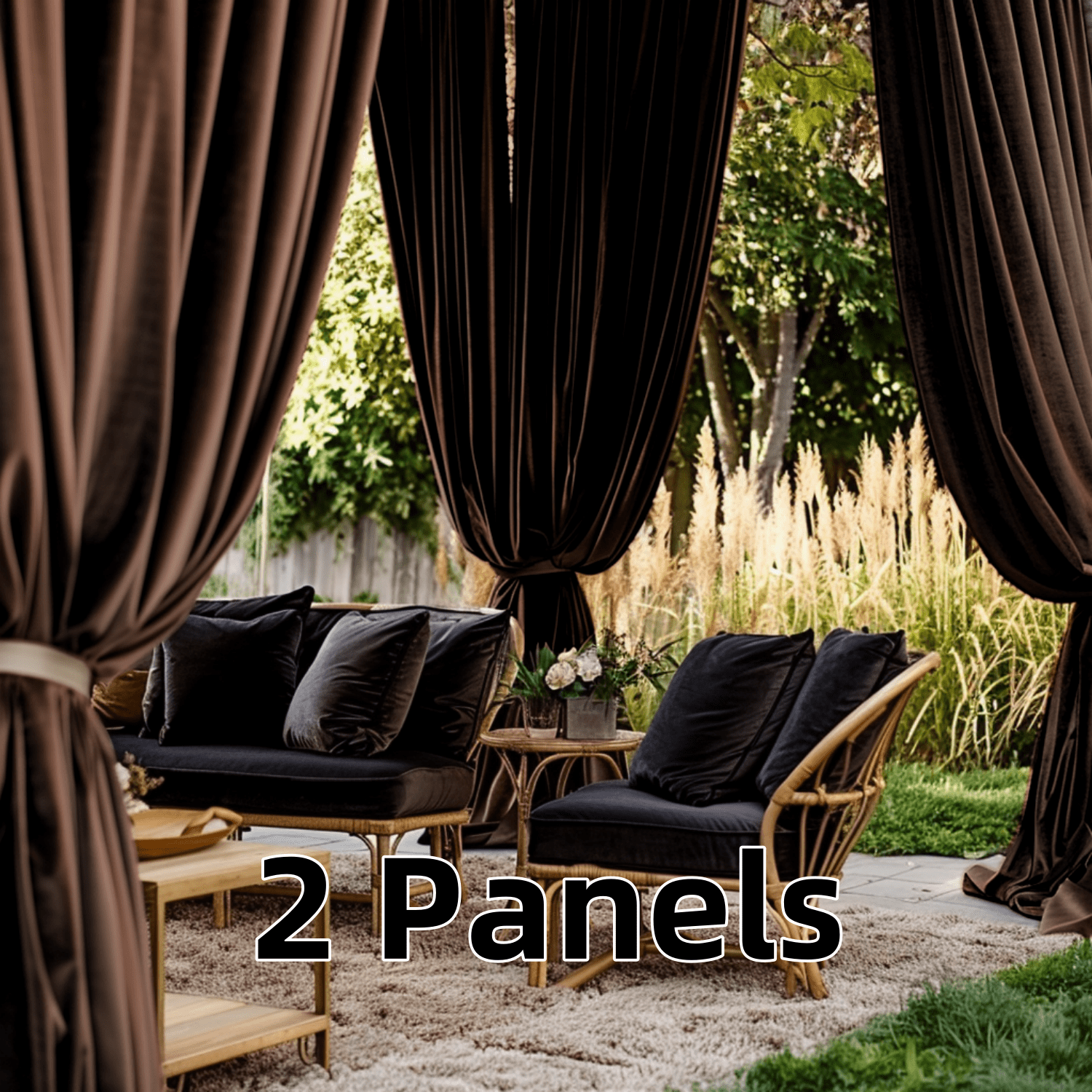 SMILETIME Outdoor Curtains for Patio, Premium Thick Privacy Rod Pocket Outside Curtains for Porch, Pergola, Cabana, 2 Panels