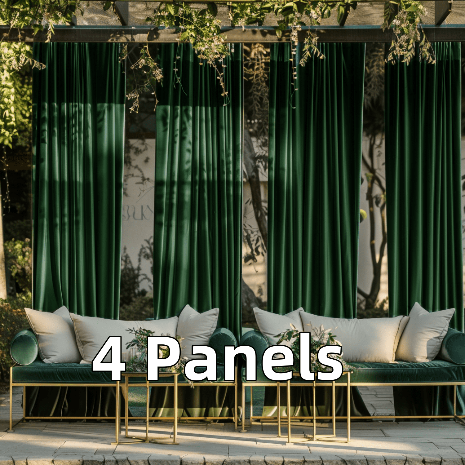 SMILETIME Outdoor Curtains for Patio, Premium Thick Privacy Rod Pocket Outside Curtains for Porch, Pergola, Cabana, 4 Panels