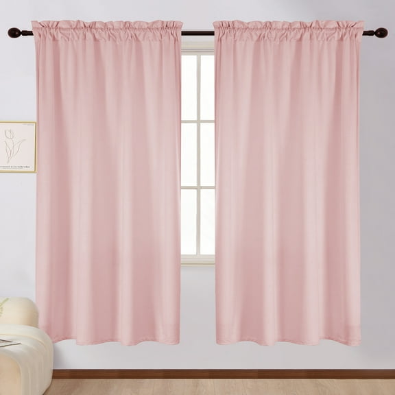 SMILETIME Pink 63in Long Velvet Curtains with Rod Pocket Thermal Insulated Soft Privacy Room Darkening Velvet Drapes for Bedroom and Living Room, Set of 2 Panels, 52 x 63 Inches Long