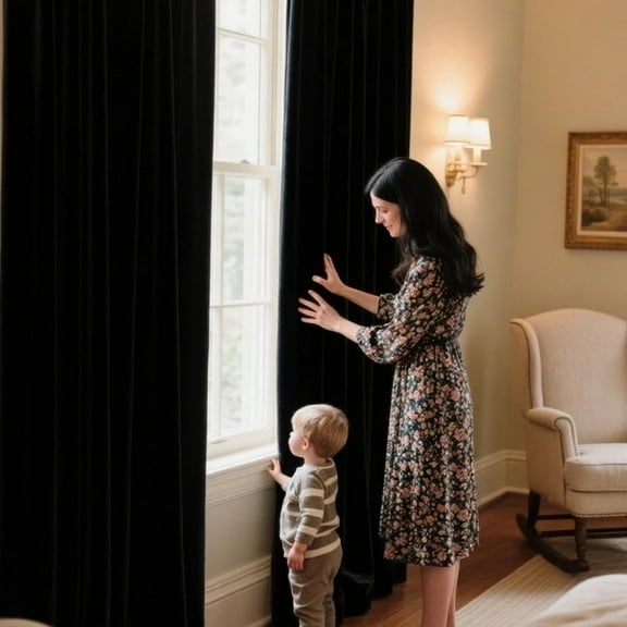 SMILETIME Velvet Curtains with Grommet, Thermal Insulated Super Soft Privacy Noise Reducing Light-Filtering Velvet Curtains for Living Room Bedroom, 2 Panels