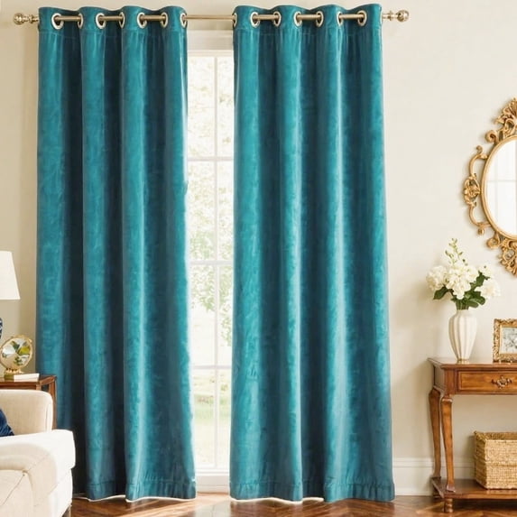 SMILETIME Velvet Curtains with Grommet, Thermal Insulated Super Soft Privacy Noise Reducing Light-Filtering Velvet Curtains for Living Room Bedroom, 2 Panels