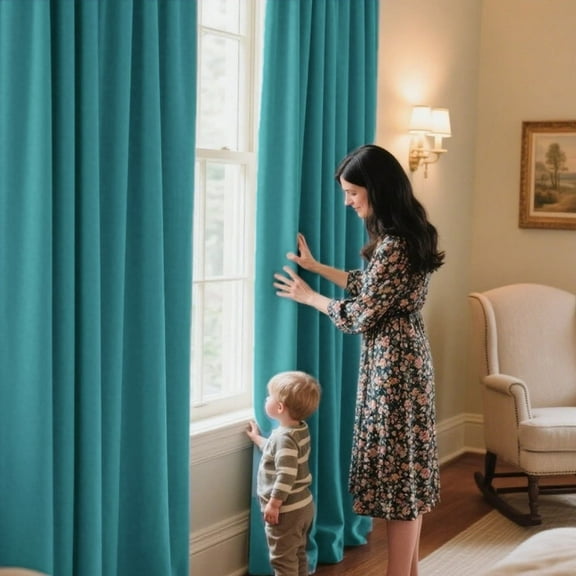 SMILETIME Velvet Curtains with Grommet, Thermal Insulated Super Soft Privacy Noise Reducing Light-Filtering Velvet Curtains for Living Room Bedroom, 2 Panels