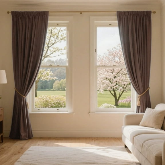 SMILETIME Velvet Curtains with Rod Pocket, Thermal Insulated Super Soft Privacy Noise Reducing Light-Filtering Velvet Curtains for Living Room Bedroom, 2 Panels