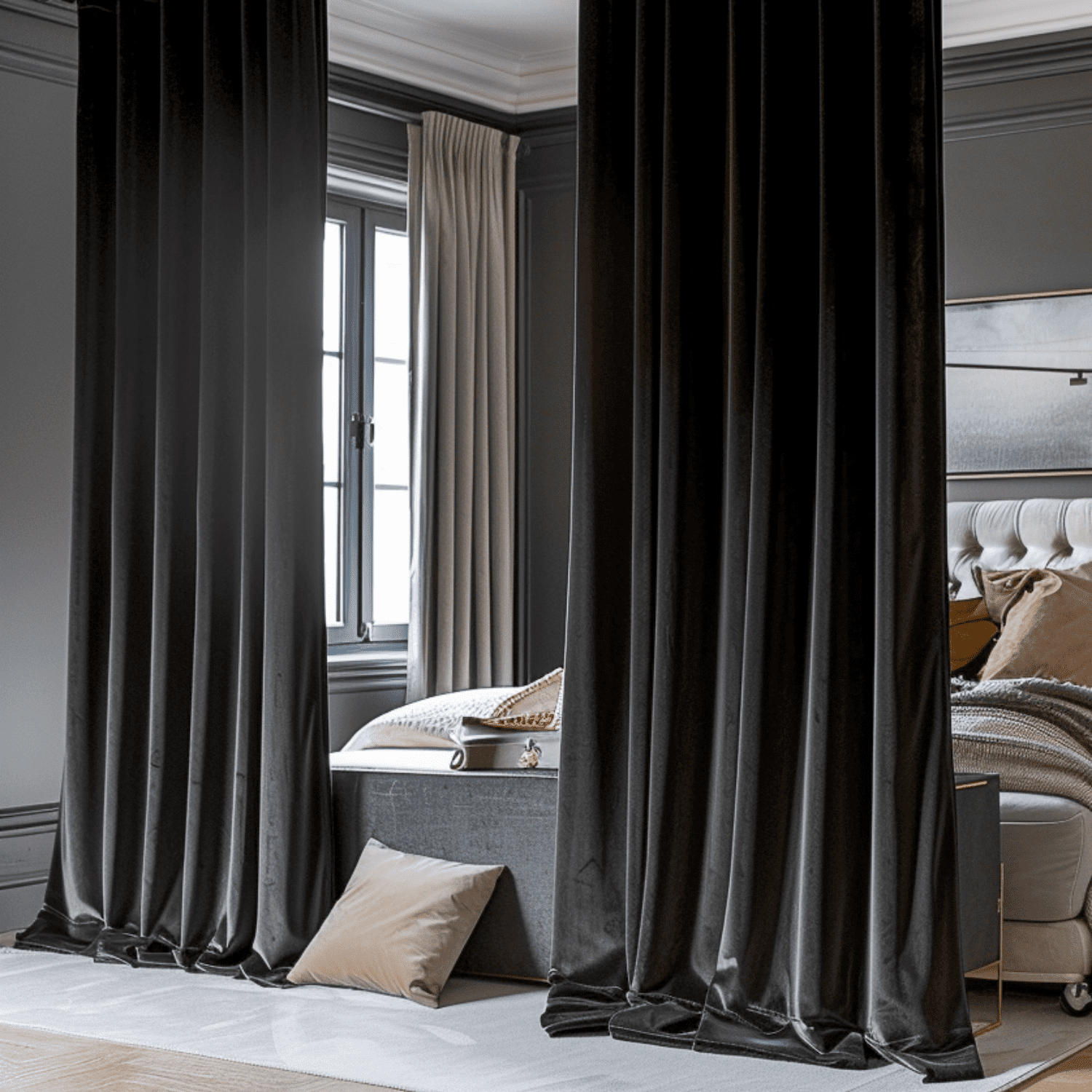 SMILETIME Velvet Curtains for Living Room, Door Curtains & Room Divider Curtains, Window Drapes, 2 panels