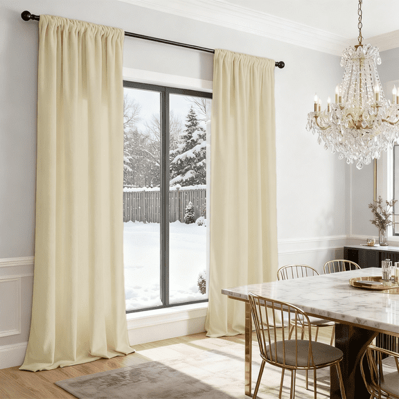 SMILETIME Velvet Curtains with Dual Rod Pockets Thermal Insulated Drapes for Bedroom & Living Room, Energy Saving, Set of 2
