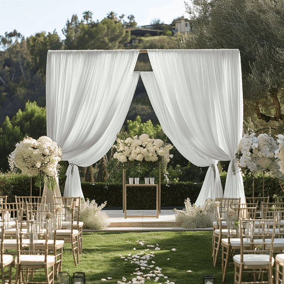 SMILETIME Velvet Curtains with Rod Pocket for Outdoor Wedding Decor, Light-Filtering Outdoor Curtains, 4 Panels