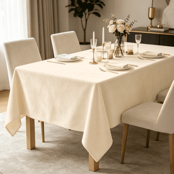 SMILETIME Velvet Tablecloth, Multiple Sizes for 4–10 Seater Dining Tables, Multipurpose for Home, Villa & Holiday Party Decor