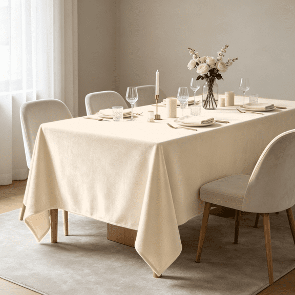 SMILETIME Velvet Tablecloth, Multiple Sizes for 4–10 Seater Dining Tables, Multipurpose for Home, Villa & Holiday Party Decor
