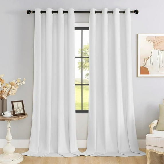 SMILETIME White 52 X 96in Velvet Curtains with Grommet, Thermal Insulated Soft Privacy Noise Reducing Light-filtering Velvet Drapes for Living Room, 2 Panels