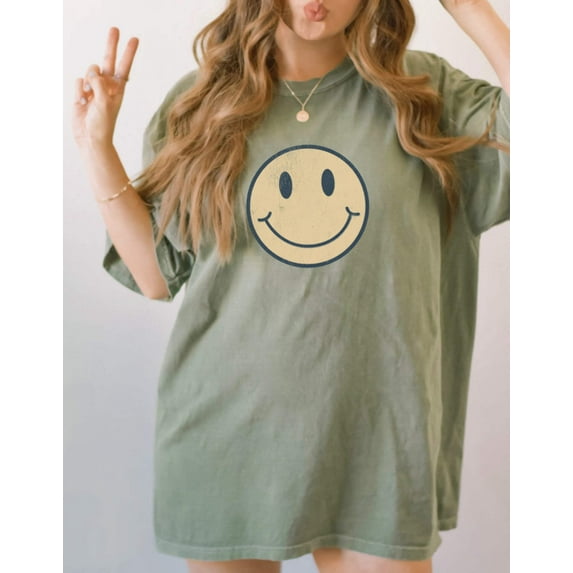SMILEY FACE Garment Dyed Graphic T-Shirt