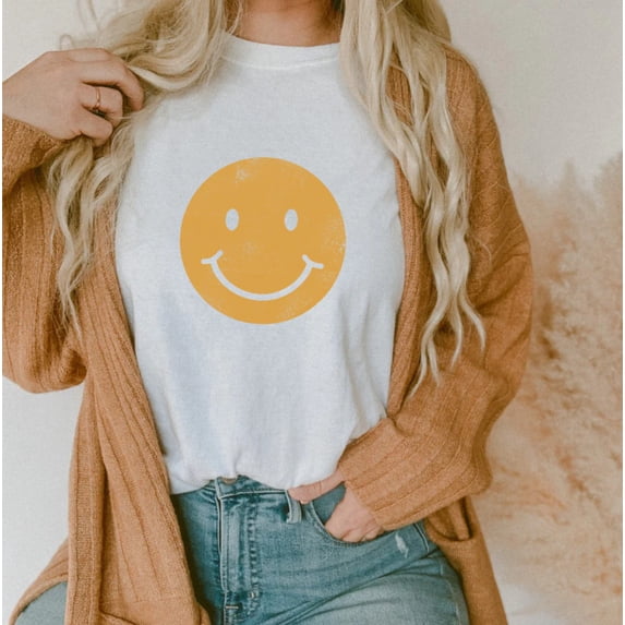 SMILEY FACE Graphic Short sleeve Tees Plus Size