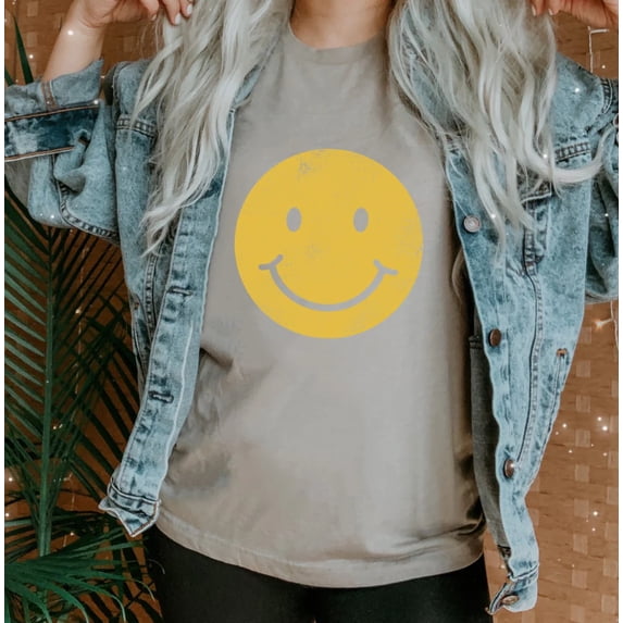 SMILEY FACE Graphic Short sleeve Tees Plus Size