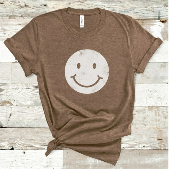 SMILEY FACE Graphic Short sleeve Tees Plus Size