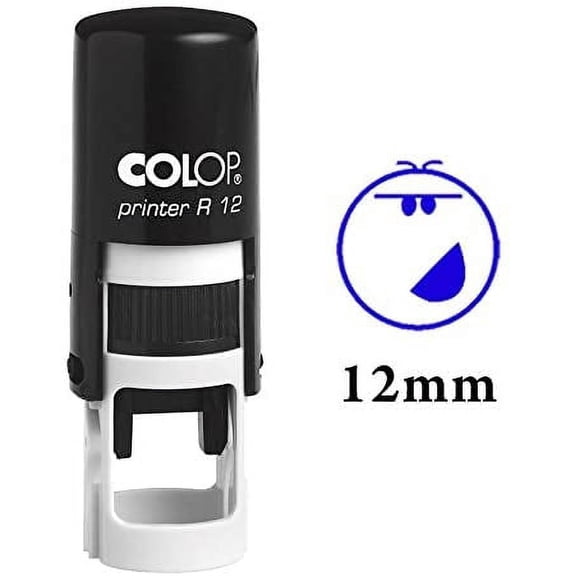 SMILEY FACE Self Inking Mini Rubber Stamp Colop Round Decorative Teachers Stamps 12mm