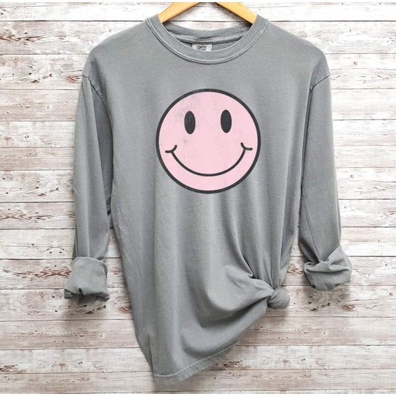 SMILEY HAPPY FACE Graphic Long Sleeve T-Shirt