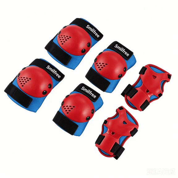 SMILFREE Kids Protective Gear Set,6PCS Adjustable Knee Pads Elbow Pads Wrist Guards for Youth & Children, Ergonomic Multi-Sport Protective Gear for Cycling Skateboarding Roller Skating Scooter