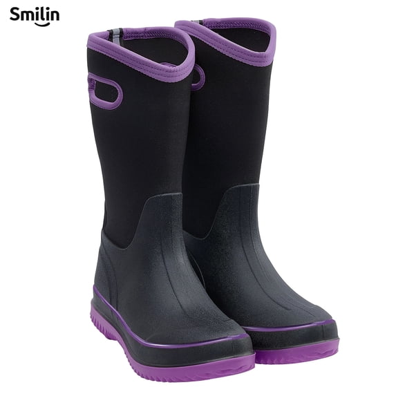 SMILIN Rain Boots for Women, Anti-slip Mid Calf Women Mud Boots, Purple, Size 7