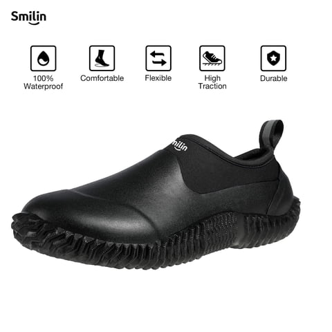 Waterproof Rain Garden Boots, Anti-Slip Rubber Ankle Rain Boots for Men & Women, Black, Size 13 Women/11.5 Men